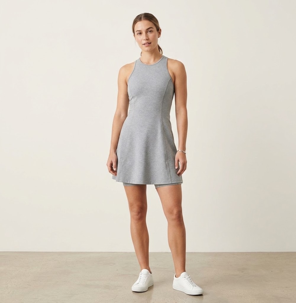 Outdoor Voices Women's Athena Mini Dress Workout Exercise Racerback Gray Size S